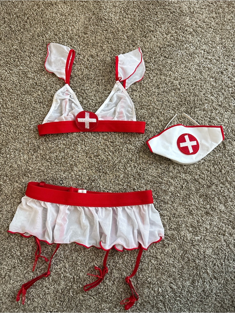 White & Red Nurse Lingerie Set